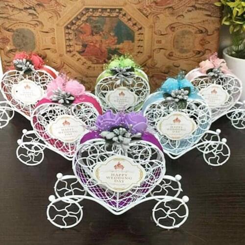 Wedding Decoration Romantic European Iron Heart Shape Carriage Wedding Candy Supplies Pumpkin and Gifts Favor Box Z1L2