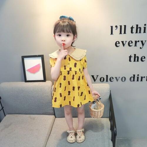 Toddler Girl Summer Clothes Kids Dresses for Girl Short Sleeve Doll Collar Girls Dress Fashion Baby Clothes Kids Clothes 0-5Y