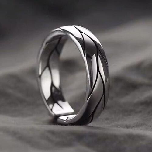 Mens Fashion Simple Silver Plated Ring Domineering Minimalism Geometry Ring Punk Style Hip Hop Jewelry Accessories