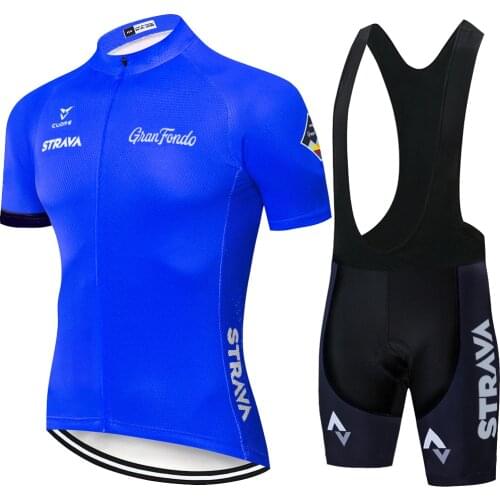 Cycling set Strava team cycling jersey quick dry breathable 20D gel pad Summer Triathlon fietskleding wielrennen zomer heren set