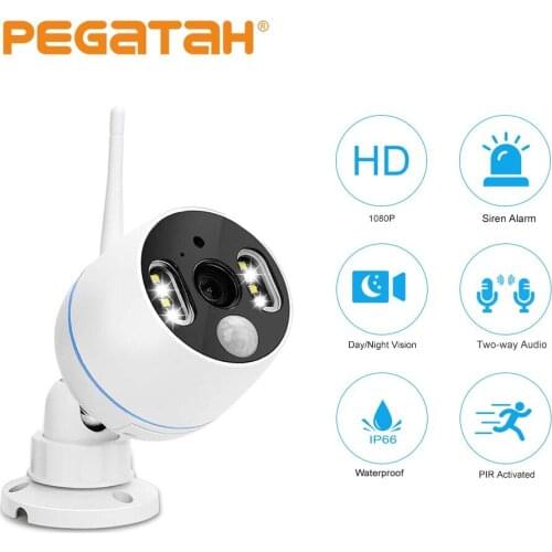 Outdoor ip wifi camera White Led1080P Floodlight Siren Alarm home security wireless camera PIR detection wifi camera cctv cam
