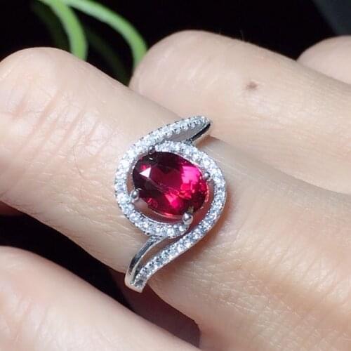 Natural Red topaz ring Free shipping Natural real blue topaz 925 sterling silver 6*8mm gem Fine jewelry