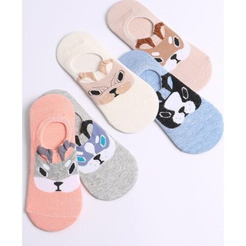 5 pairs lot Cute Harajuku Animal Socks Women Summer Korean Cat Bear Rabbit Funny Low Cut Ankle Sock Happy Sox