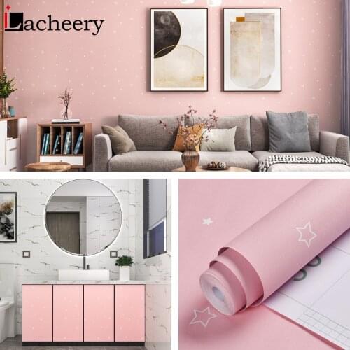 Pink Stars Shoes Cabinet Wallpaper Children Bedroom Decor Self-Adhesive Waterproof Furniture Contact Paper Kids Cartoon Stickers