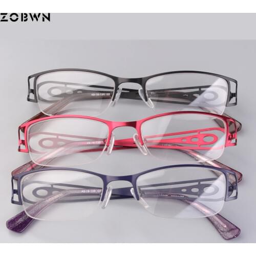 Wholesale promotion half rim women montures de lunette oculos lentilles optique gafas purple red black lady prescription glasses