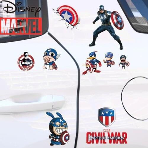 Disney Marvel HeroCaptain America Cartoon Body Car Tail Personalized Stickers Modified Car Creative Stereo Car Stickers