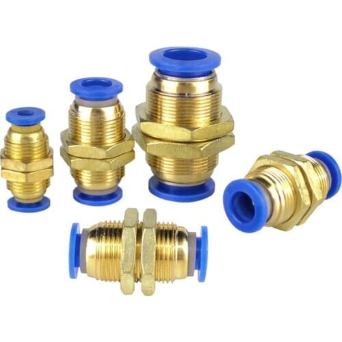 Pneumatic Fittings PM Straight Bulkhead Union Connector 4-12mm OD Hose Plastic Push In Gas Quick Connector Air Fitting Plumbing