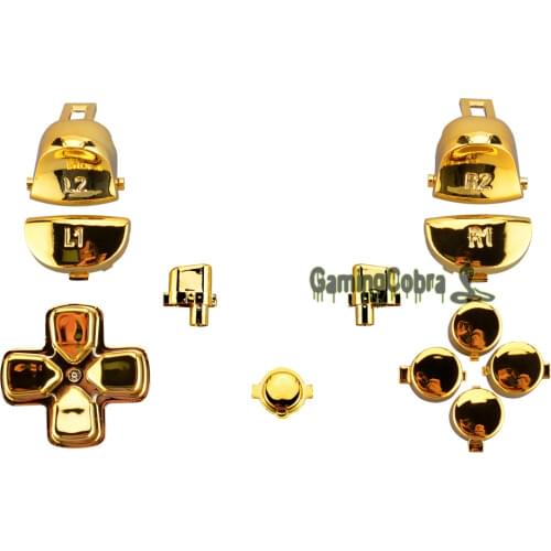Glossy Gold Full Set Kit Buttons for PS4 Pro Slim Controller CUH-ZCT2 JDM-040 JDM-050 JDM-055