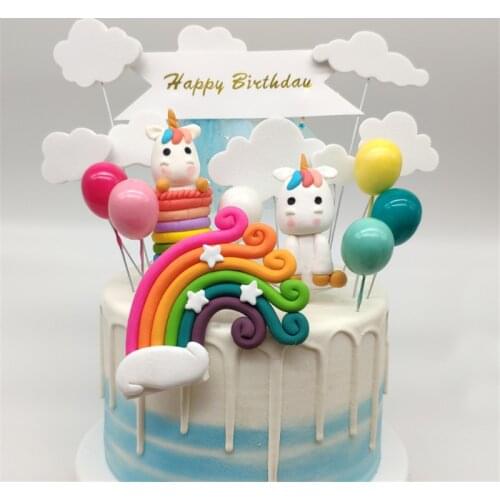 Rainbow Cloud Cupcake Topper Girls Unicorn Party Birthday Party Cake Flags Tag Decor Wedding Dessert Baking Cake Topper Decor