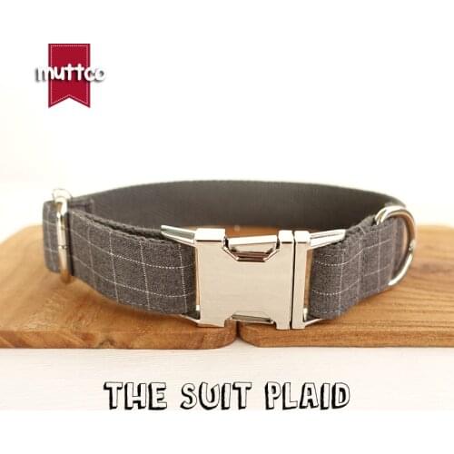 MUTTCO retailing cool plaid collar handmade dog collar THE SUIT PLAID 5 sizes dog collar UDC001