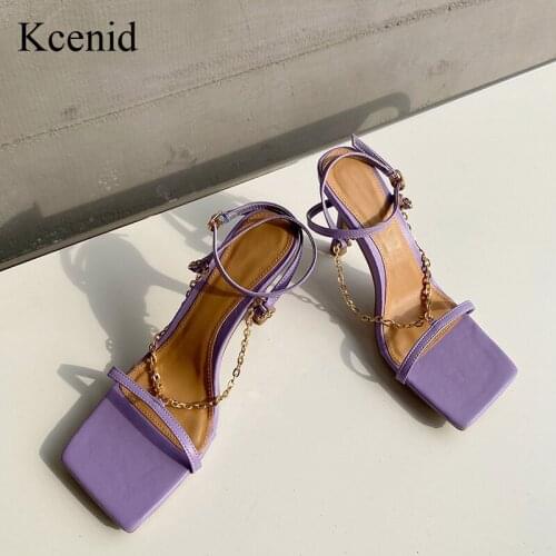 Kcenid Summer New Women Sandals Thin High Heels Elegant Ladies Pumps Shoes Fashion Chain Narrow Band Gladiator Sandals Shoes