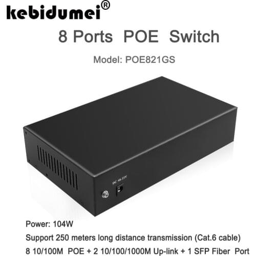 Network POE switch Ethernet with 8 10/100Mbps POE Ports + 2*10/100/1000M Uplink Ethernet Switch + 1*1000M Uplink SFP fiber port