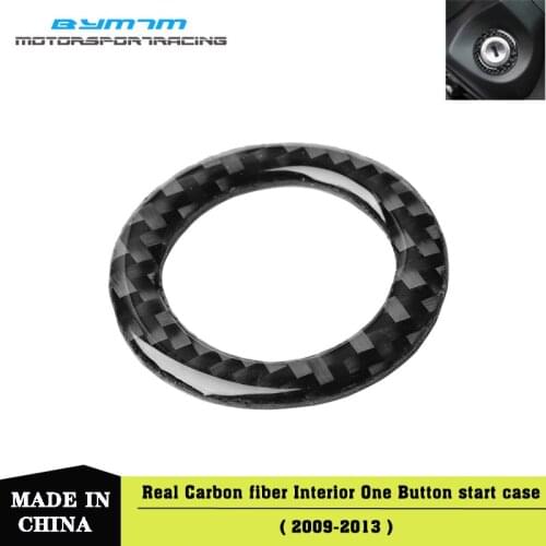 Car styling Interior Carbon Fiber Engine Start Stop Ignition Cover Trim Key Ring Car Sticker Decalsbutton start For Mustang