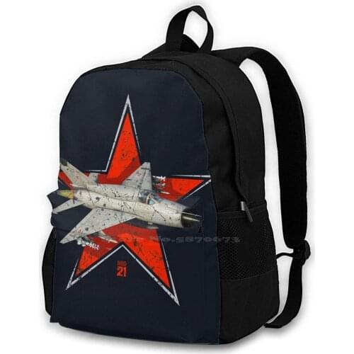 Mig 21 Vintage Fighter Air Teen College Student Backpack Laptop Travel Bags Mig 21 Fighter Plane Air Jet Ussr Soviet Russian