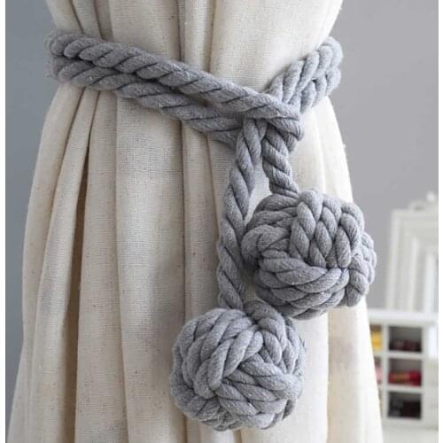 Macrame Curtain Tieback Curtain Tied Ball Hand-woven Cotton Straps Hanging Ball Curtain Buckle Rope Room Accessories Decor