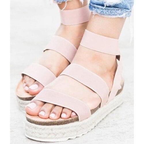 2019 New Women Platform Sandals Plus Size 43 Summer Casual Shoes Woman Thick-soled Peep Toe Female Gladiator Sandalias XKD4050