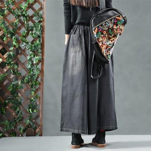 Woman Jeans 2019 Traditional Chinese Pants Elastic Waist Casual Pants Online Chinese Store Female Trausers Wide Leg Pants TA1376