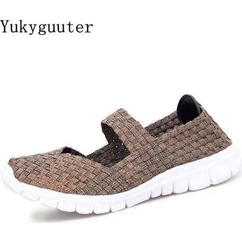 Woman Sports Running Shoes Flats Shallow Outdoor Weave Breathable Summer Shoes Women Lightweight Athletic Sneaker Platform