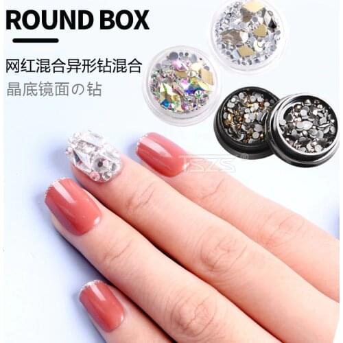 1bottle black gold heart manicure diamond flat diamond mixed rhinestone nail art decoration