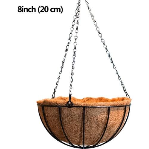 1pc Wire Coconut Palm Baskets Flowers Plants Yellow Fleshy Flower Pot Chain Hanging Garden Porch Balcony Indoor Outdoor