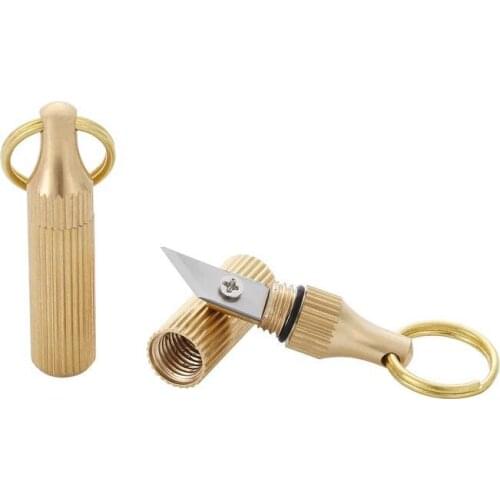 1PCS Mini Detachable Knife Portable Paper Cutting Multi-function Mini Blade Knives Brass Pocket Key Ring Folding Knife