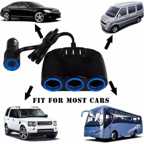 12-24V 3 Ways Car Lighter Socket Splitter USB Charger Power Adapter Car Accessories Supplies Products