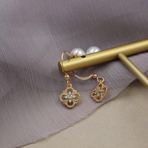 14K Gold Shiny Zircon Artificial Pearl Gold Charming Elegant Retro Wedding Luxury Ear Hooks Drop Earring Jewelry for Women Gift