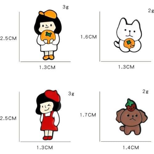 New 20Pcs Orange Girl Cat Alloy Brooch Badge Lapel Pin Action Figure Toy