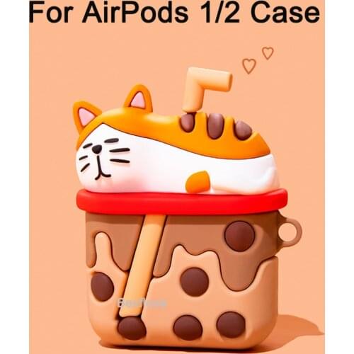 3D Earphone Case for AirPods 2 Case Cute Cat Dog Bear Cartoon Silicon for Apple Air Pods 2 Cover Headphone Earpods Earbuds Case