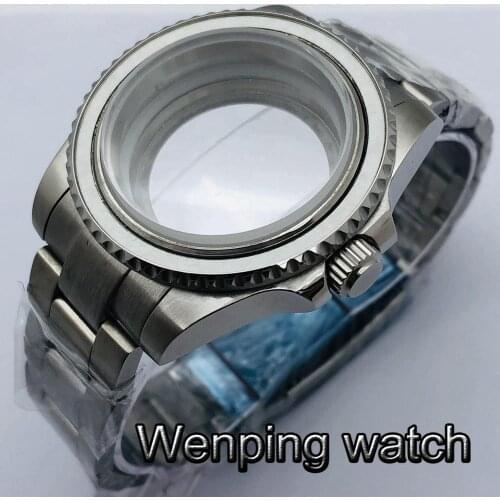 40mm silver mens watch case sapphire glass fit NH35 36 ETA 2836 Miyota 8215/8205/821A Mingzhu DG2813/ 3804 Seagull 1612 movement