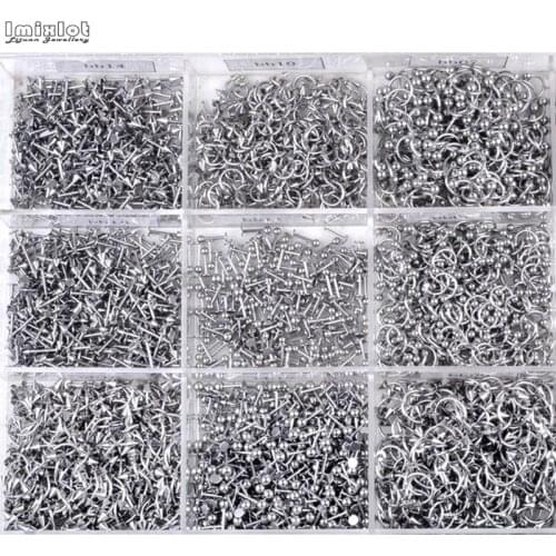 45/90Pcs Mixed Styles Stainless Steel Eyebrow Navel Belly Lip Tongue Nose Piercing Bar Ring Labret Barbell Tunnel Body Jewelry