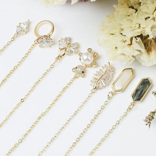 5pcs/lot Bear leaves pendant 3D Alloy Nail Art Zircon Crystal metal manicure nail accessories DIY Nails Decorations Nail charms