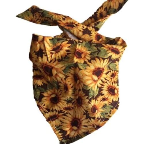 60pcs/lot Special Custom Made Sunflower Pet Puppy cat Dog bandanas Collar scarf tie handkercheif Y692