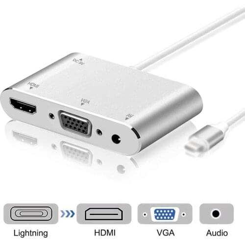 HDMI VGA to lightning adapter for Apple to Audio AV Multiple Digital Adapter Connector for iPhone X 8 for ipad ios 13