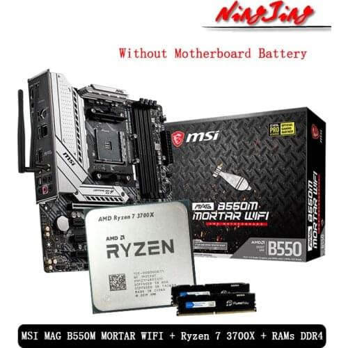AMD Ryzen 7 R7 370X CPU + MSI MAG B550M MORTAR WIFI Motherboard + Pumeitou DDR4 8G 16G 2666MHz RAMs Suit Socket AM4 Without fan