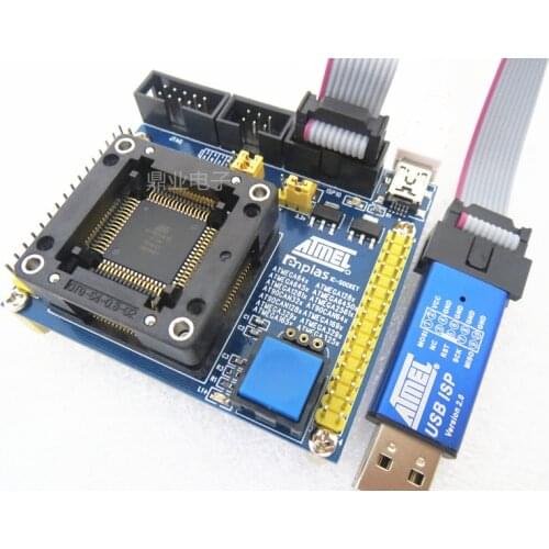 ATmage-QFP64 + ATMEL ISP downloader for 64Pin QFN64 Atmega64 Atmega128 ATmega645 ATmega6450 ATmega1281 Atmega2561 test seat