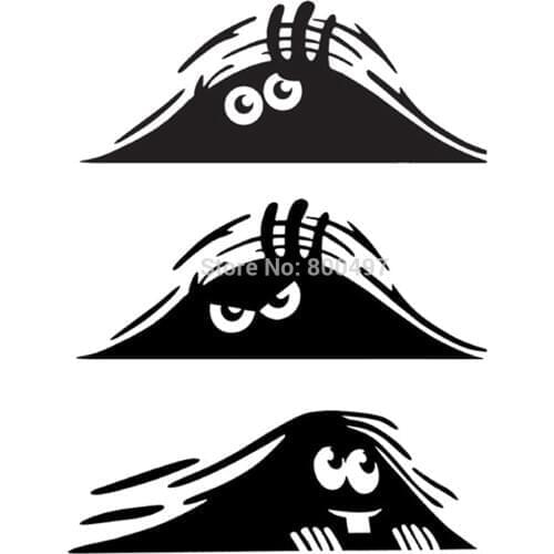Car Styling Dune Sand Monster Peeping Peering Creative Style Waterproof Vinyl Decal Body Decorative Sticker PVC 3D Carving Decal