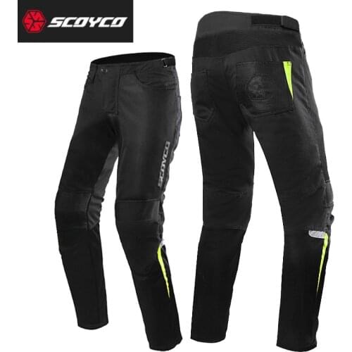 SCOYCO motorcycle riding pants mens summer racing anti-fall locomotive leisure knight mesh breathable motorbike pants trousers