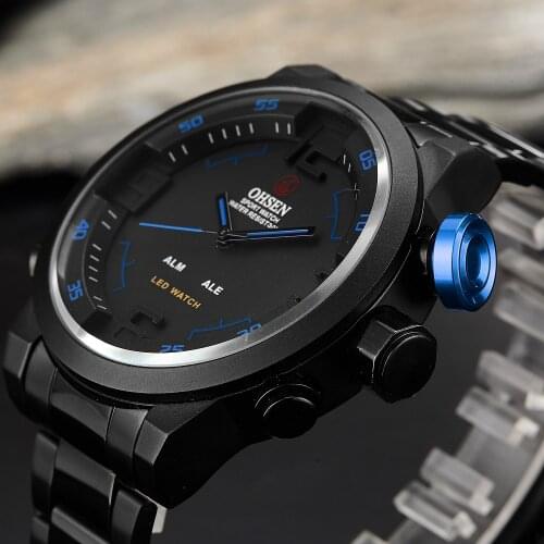 New OHSEN Digital Quartz Men Watches Male Gift Big Dial 30M Waterproof Fashion Military LED Wristwatch Clocks relogio masculino