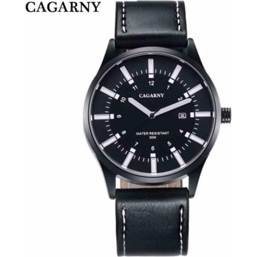 Men Fashion Casual Clock Watch CAGARNY top Brand Luxury Leather Business Watch military Quartz Men Wristwatch Relogio Masculino