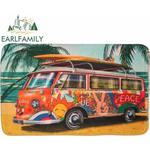EARLFAMILY 13cm x 8.2cm for Bath Rug Summer Bus Camper Personality Decal Creative VAN Car Stickers DIY Occlusion Scratch Decor