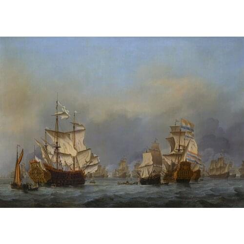 GOOD quality Dutch Netherland surrender of the Royal Prince during the Four Days' Battle, print painting-free shipping cost