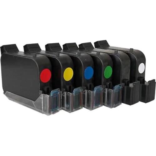 25.4mm Black Red Green Blue Yellow water based Quick dry ink cartridge for no encrypted handheld inkjet printer