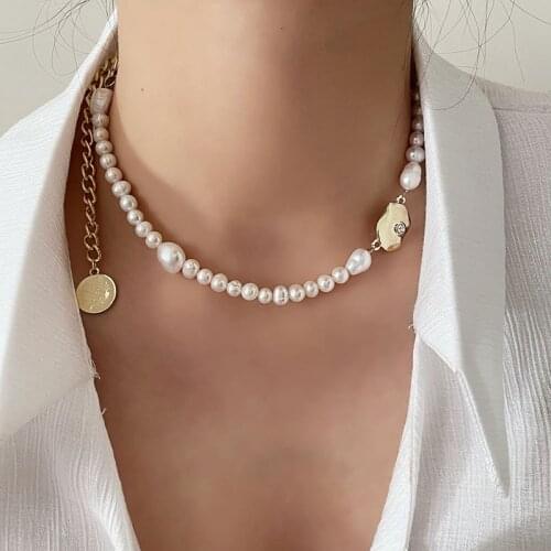 Huge Bud Freshwater Baroque Pearl Necklaces 14K Real Gold Plated Choker Collares Pendant Jewelry Luxury Necklace for Women Gift