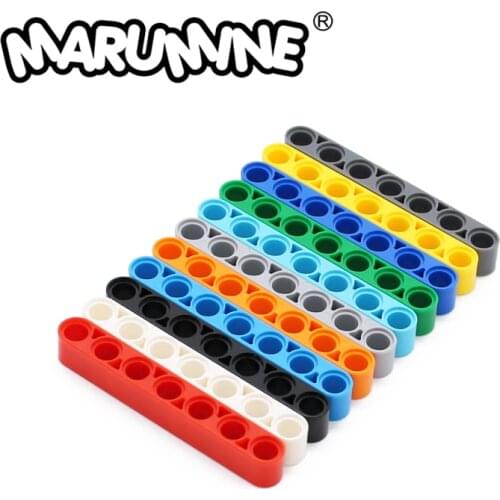 Marumine MOC Creative Bricks 10PCS Technic Liftarm 1x7 Thick Studless Beam Bulk Building Blocks Parts Compatible with 32524
