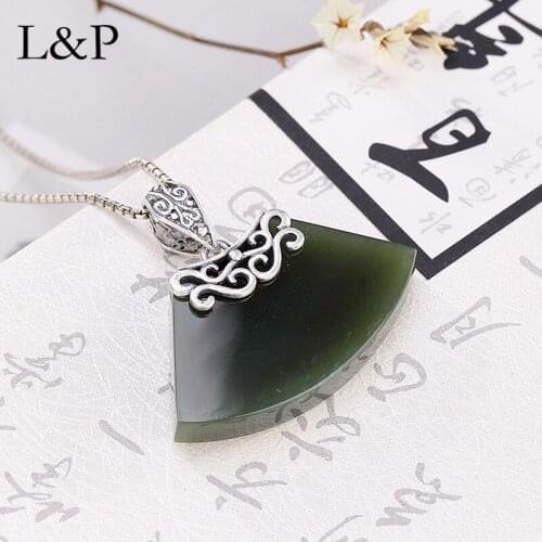L&P Retro Elegant Jasper Pendant For Lady Authentic 925 Sterling Silver Pendant For Engagement Anniversary Gift
