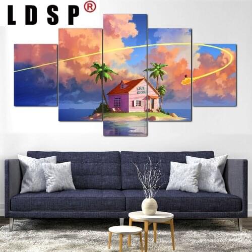 LDSP Canvas Paintings 5 Panel Anime Island Nimbus Posters Wall Art Modern Pictures Home Decor Living Room Decoration No Framed