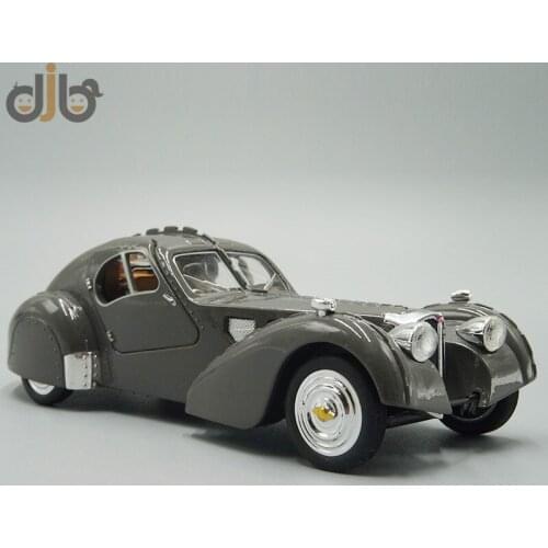 1:28 Diecast Metal Model Toys F-Bugatti Type 57 Pull Back Vintage Car With Sound & Light