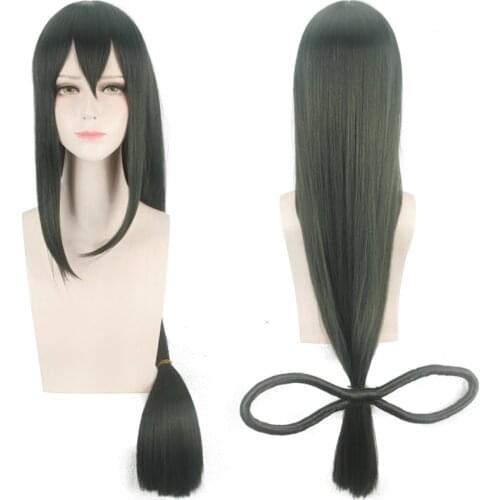 My Hero Academia Asui Tsuyu Cos Dark Wigs Green Long Straight Wig 80cm Cosplay Baku no Hero Costume Props Wig