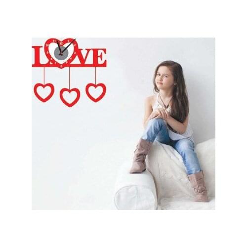 Love Clock Sticker Bedroom Living Room Home DIY Removable Mural PVC Decal custom removable waterproof